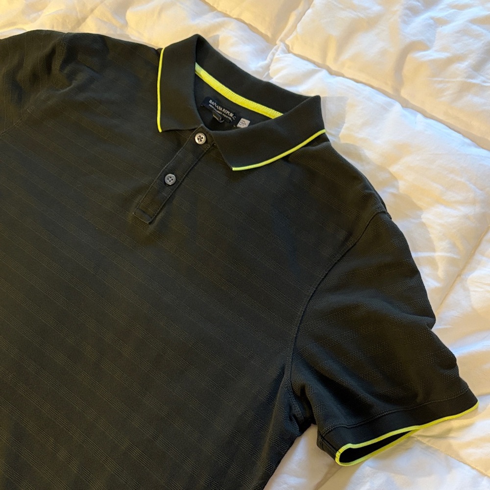 Banana Republic Dark Green Polo with Neon Green Trim